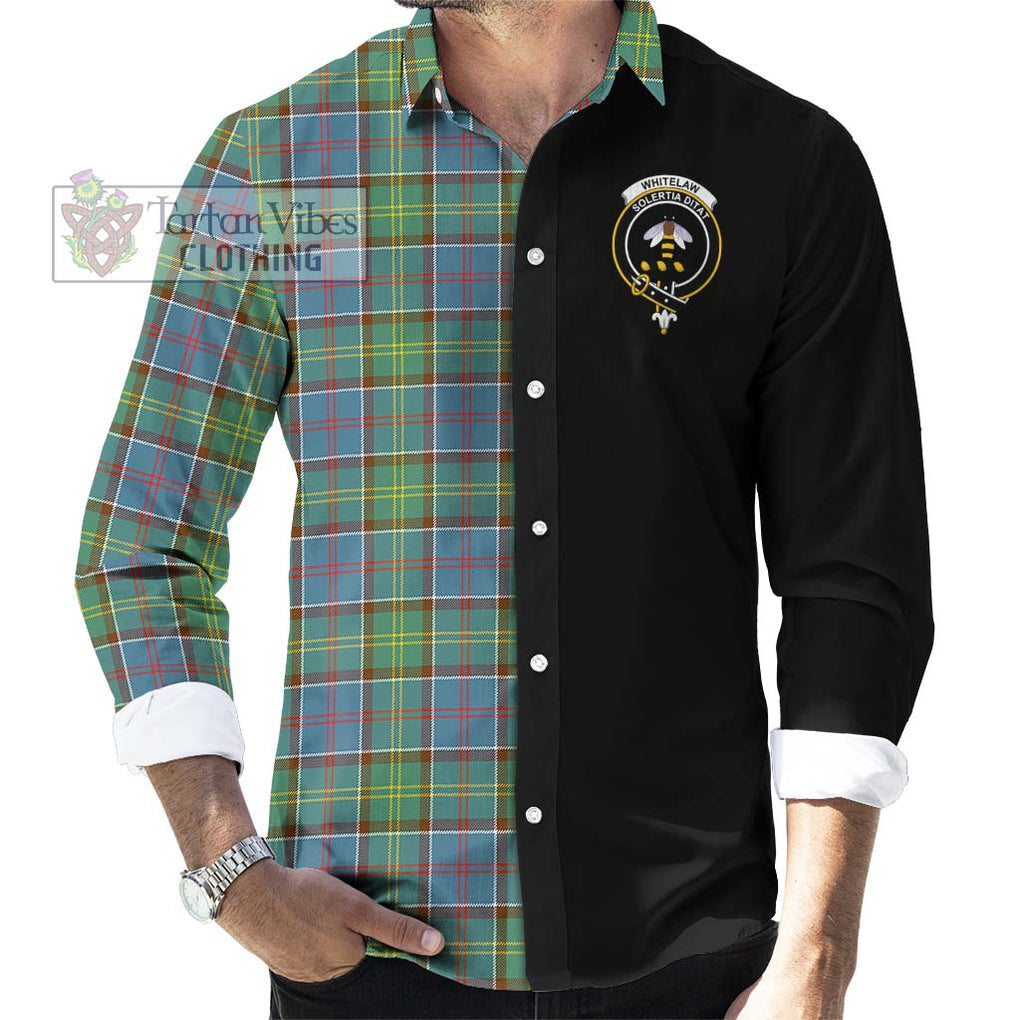 Whitelaw Tartan Long Sleeve Button Shirt with Family Crest and Half Of Me Style - Tartanvibesclothing Shop