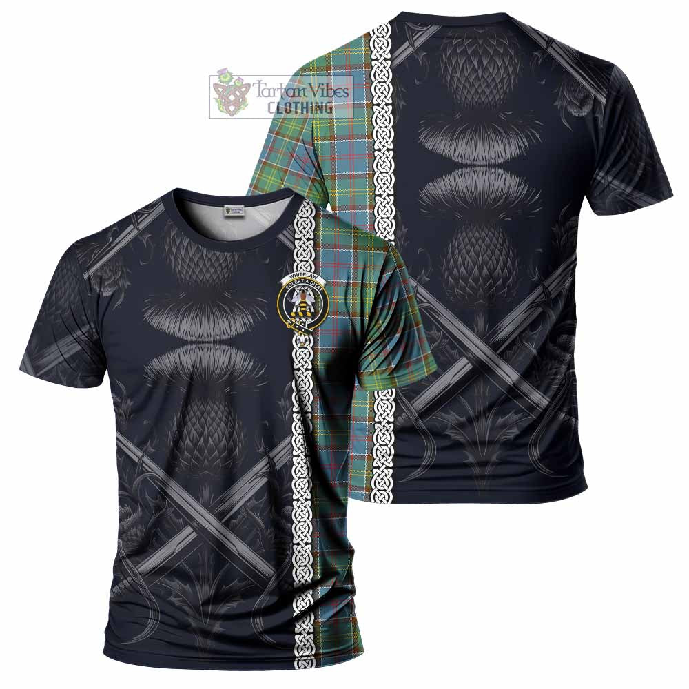 Whitelaw Tartan T-Shirt with Family Crest Cross Sword Thistle Celtic Vibes - Tartan Vibes Clothing