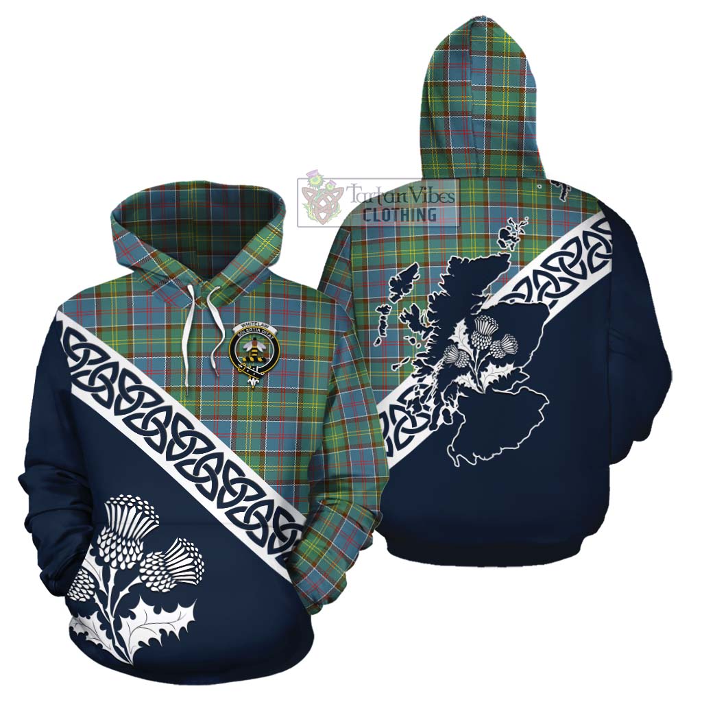 Whitelaw Tartan Cotton Hoodie Featuring Thistle and Scotland Map Zip Hoodie - Tartan Vibes Clothing