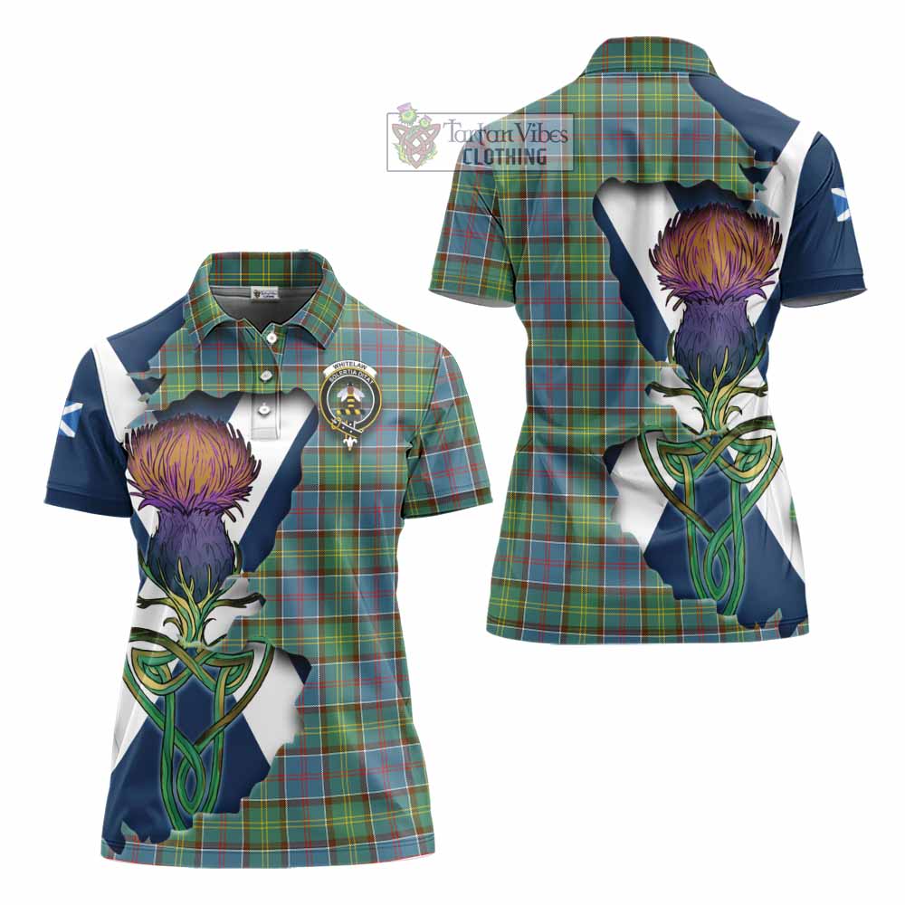 Tartan Vibes Clothing Whitelaw Tartan Family Crest Women's Polo Shirt Scottish Thistle Celtic Inspired
