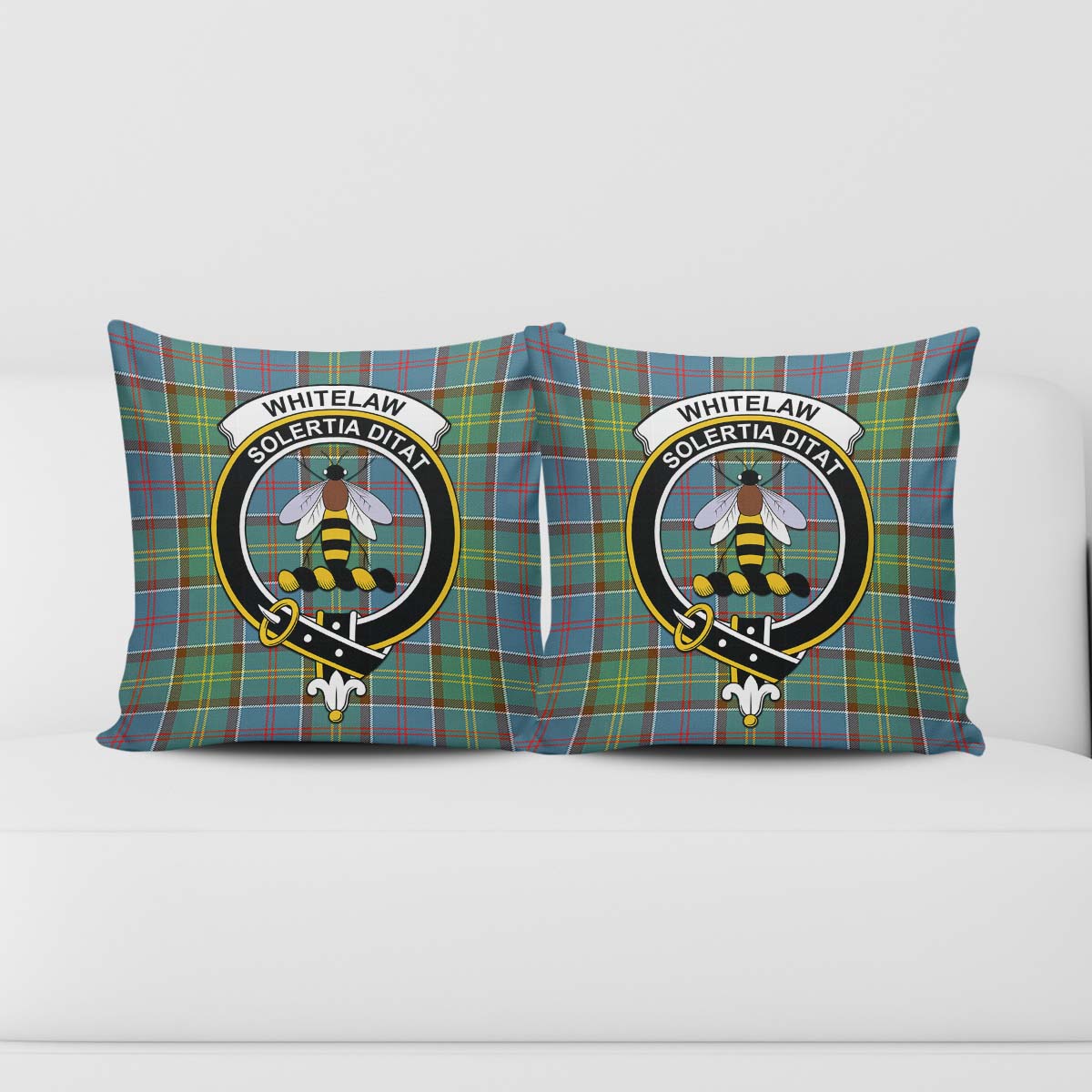 Whitelaw Tartan Pillow Cover with Family Crest - Tartanvibesclothing