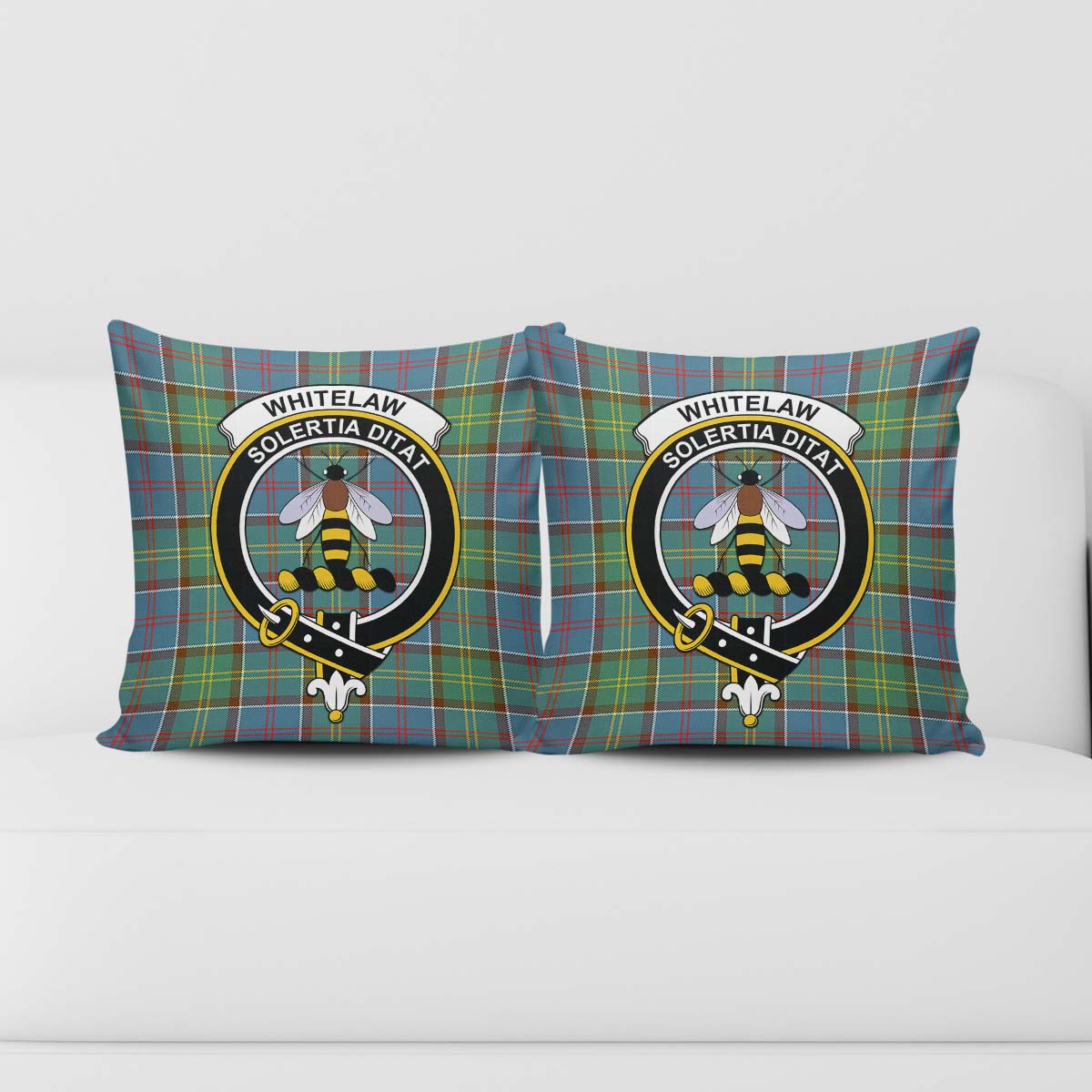Whitelaw Tartan Pillow Cover with Family Crest - Tartan Vibes Clothing