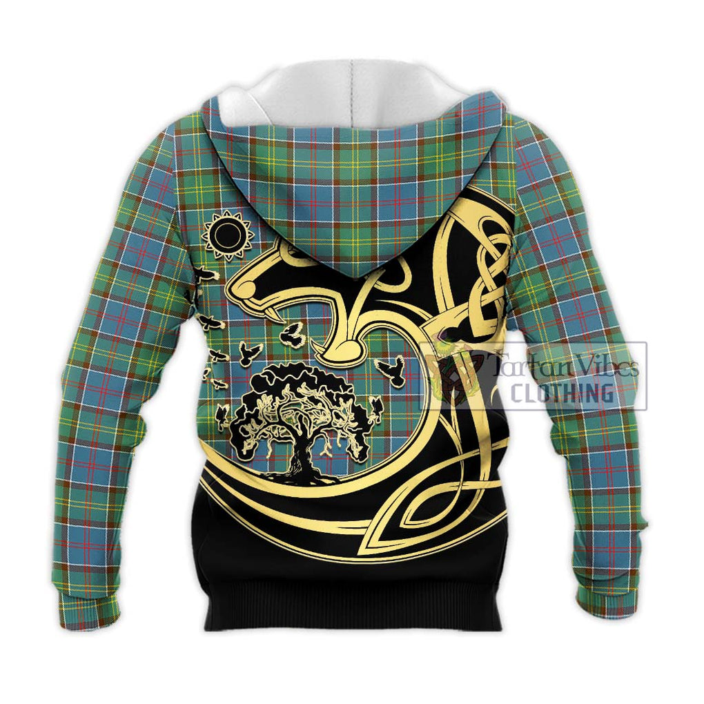Whitelaw Tartan Knitted Hoodie with Family Crest Celtic Wolf Style - Tartan Vibes Clothing