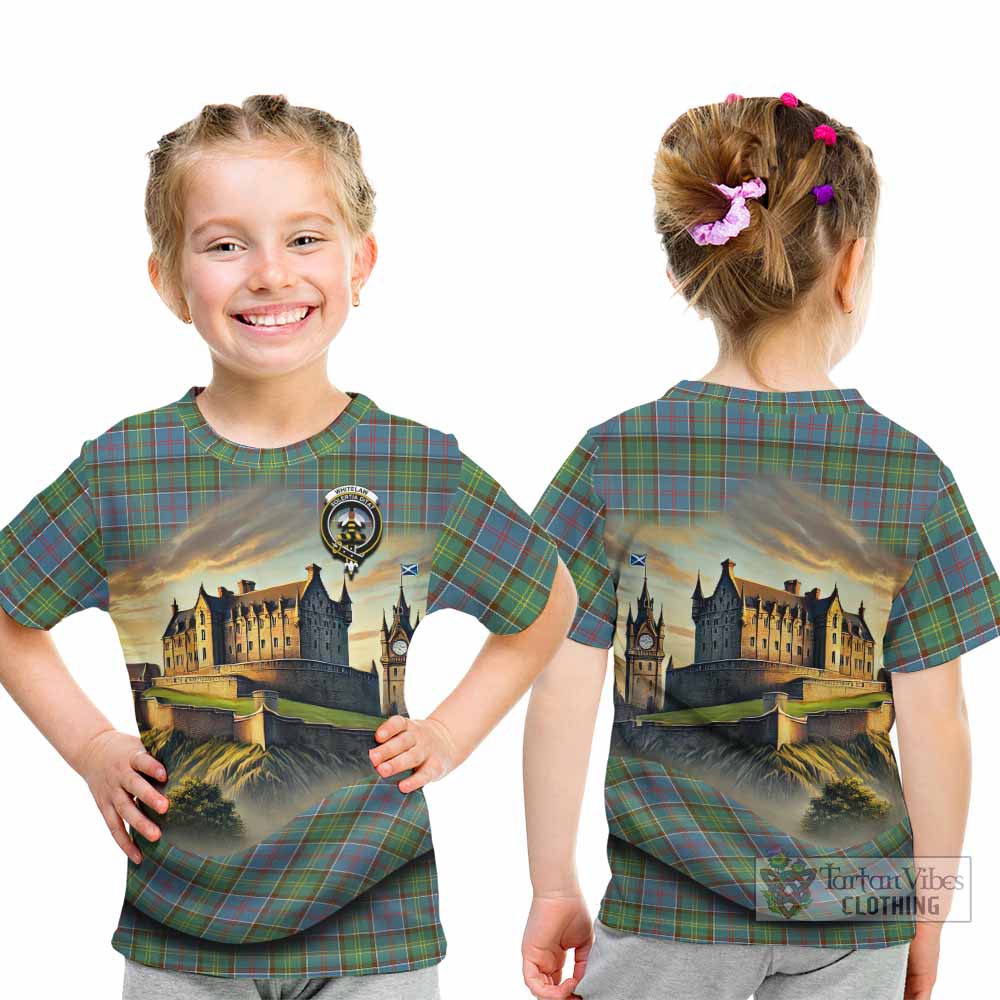 Whitelaw Tartan Family Crest Kid T-Shirt with Scottish Ancient Castle Style - Tartan Vibes Clothing