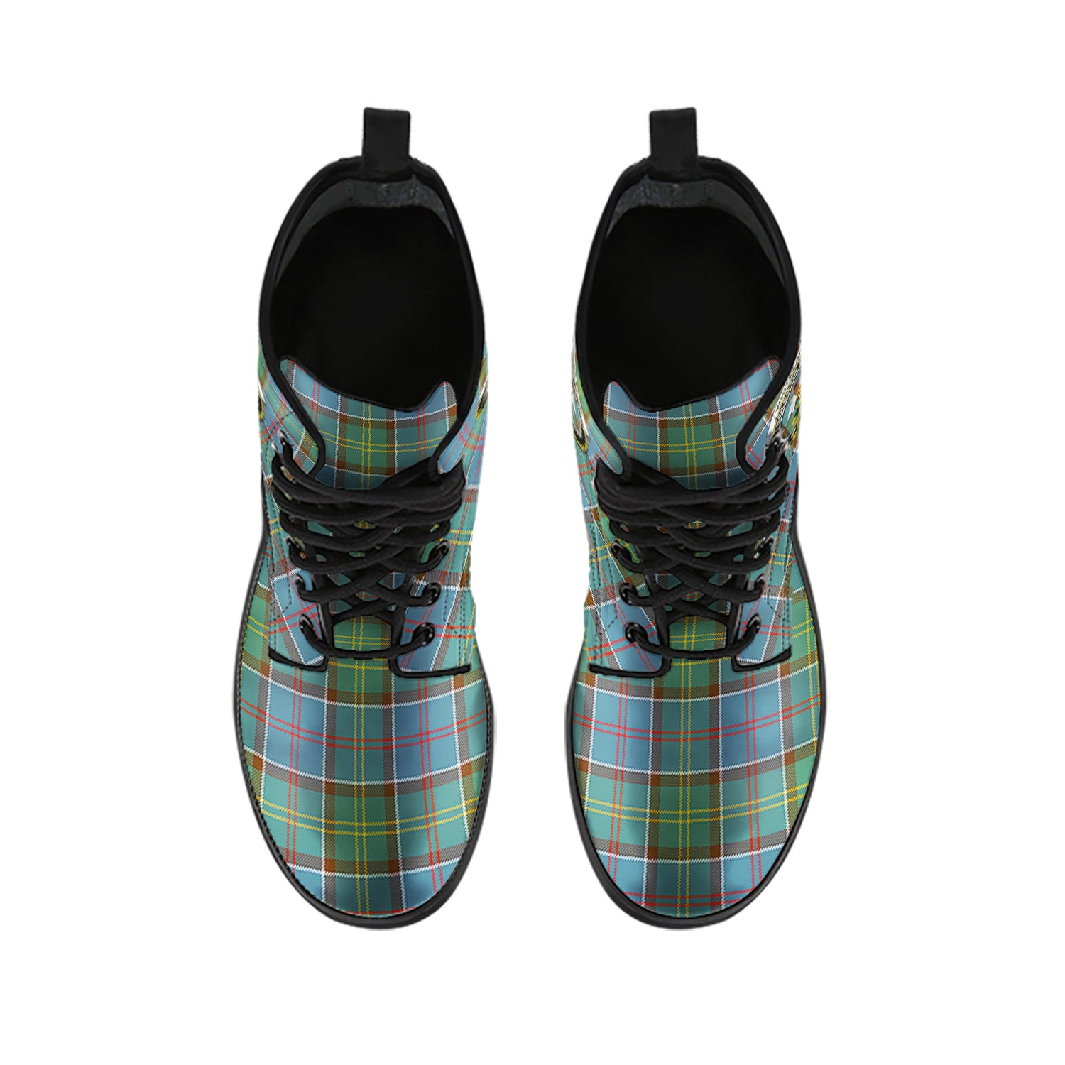 Whitelaw Tartan Leather Boots with Family Crest - Tartan Vibes Clothing