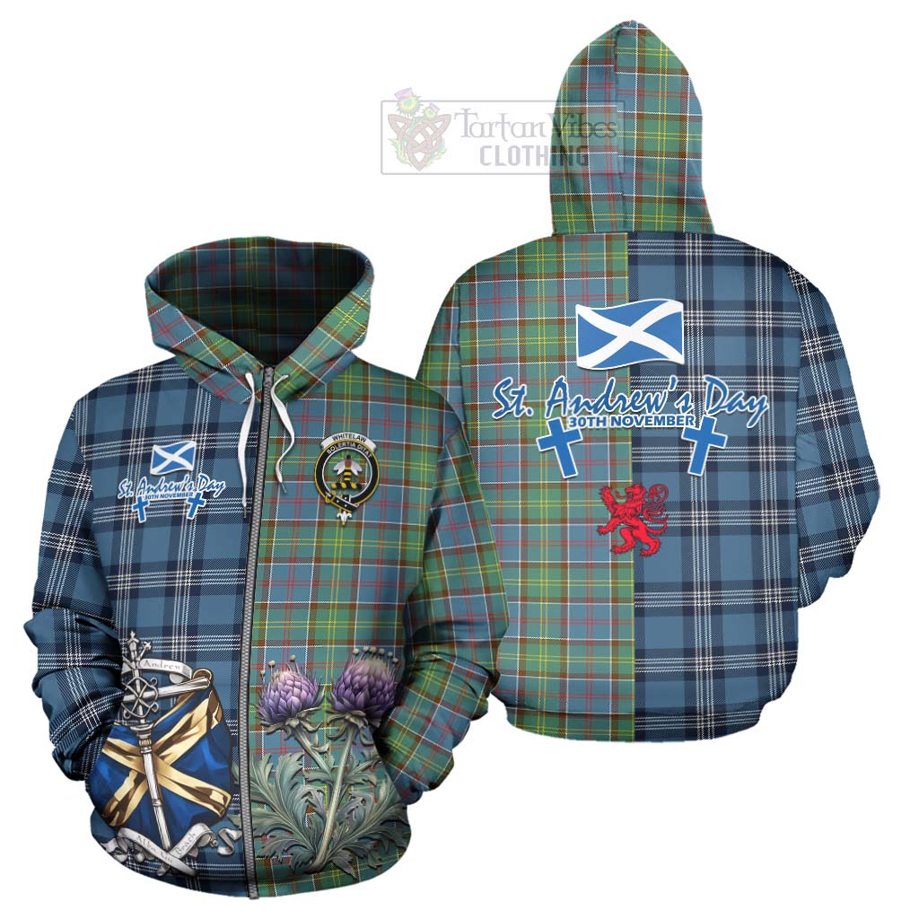 Whitelaw Tartan Hoodie Happy St. Andrew's Day Half Tartan Style - Tartan Vibes Clothing