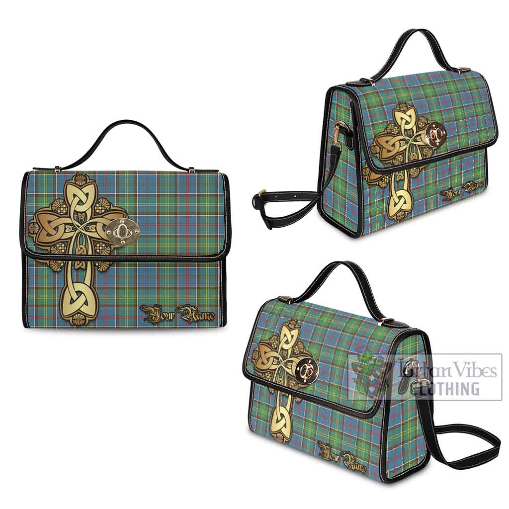 Tartan Vibes Clothing Whitelaw Tartan Waterproof Canvas Bag Golden Thistle Celtic Cross Style