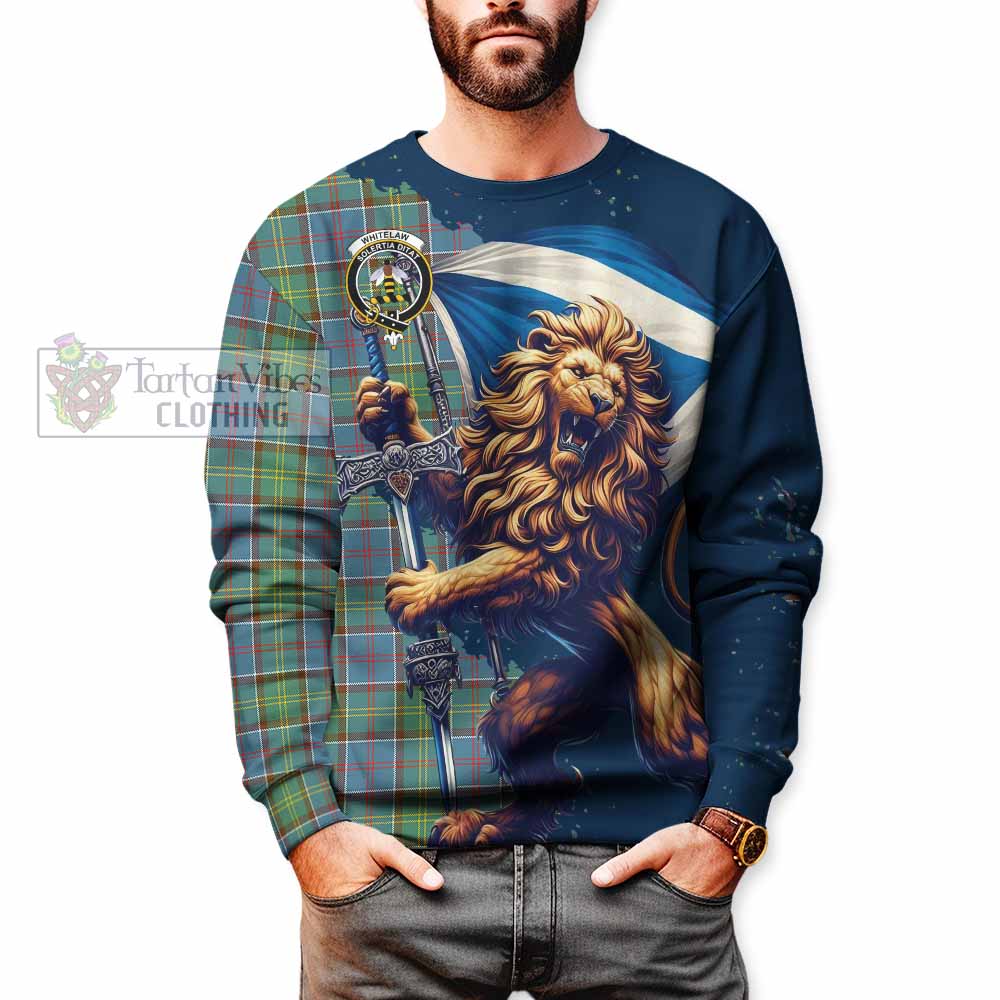 Whitelaw Tartan Family Crest Sweatshirt with Scottish Majestic Lion - Tartan Vibes Clothing