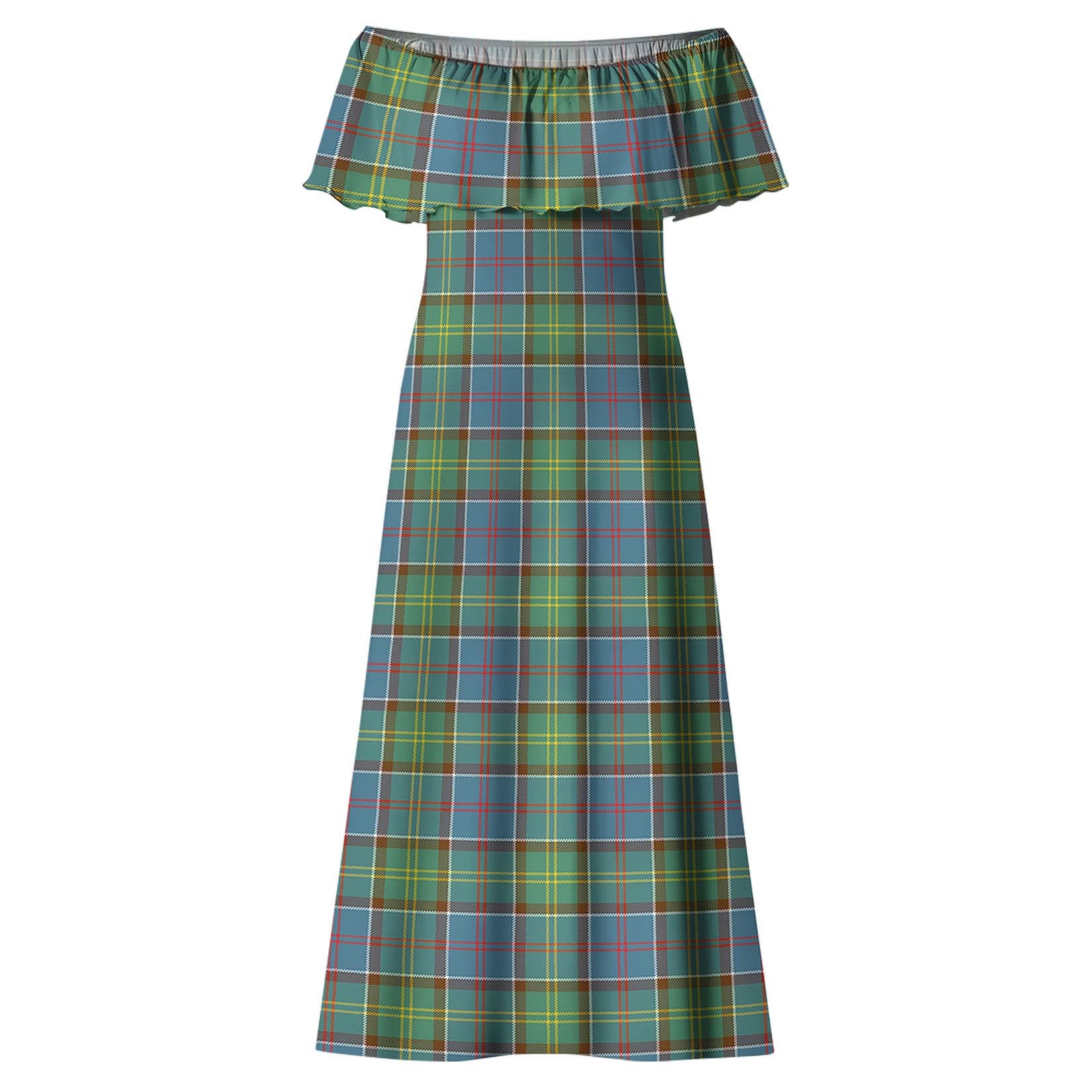 Whitelaw Tartan Off Shoulder Long Dress - Tartan Vibes Clothing
