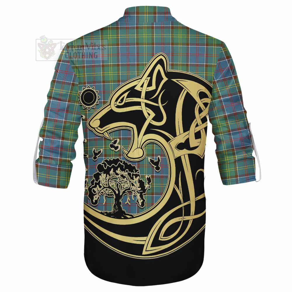 Whitelaw Tartan Ghillie Kilt Shirt with Family Crest Celtic Wolf Style - Tartan Vibes Clothing