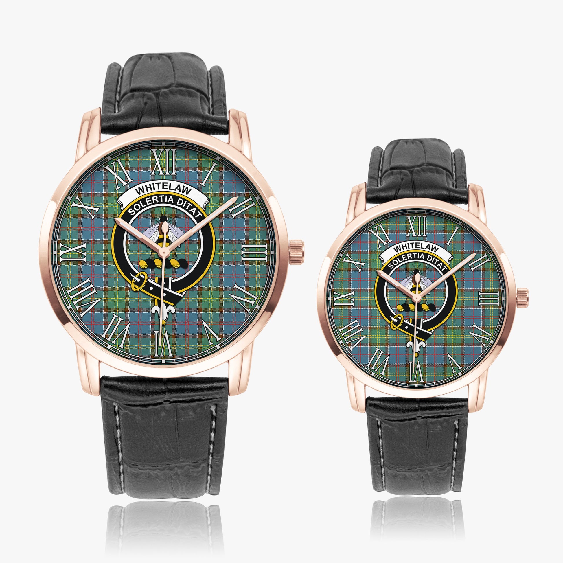 Whitelaw Tartan Family Crest Leather Strap Quartz Watch - Tartanvibesclothing