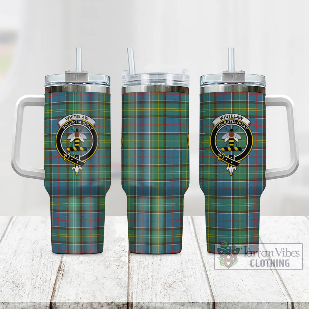 Tartan Vibes Clothing Whitelaw Tartan and Family Crest Tumbler with Handle