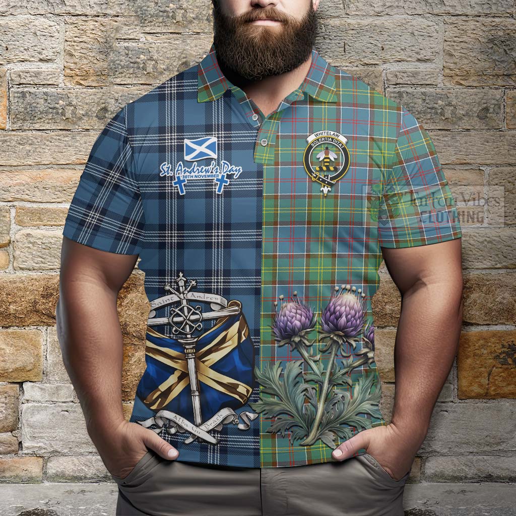 Whitelaw Tartan Polo Shirt Happy St. Andrew's Day Half Tartan Style - Tartan Vibes Clothing