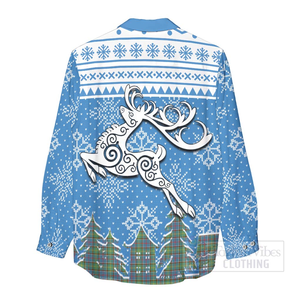 Whitelaw Clan Christmas Women's Casual Shirt Celtic Reindeer Style - Tartan Vibes Clothing