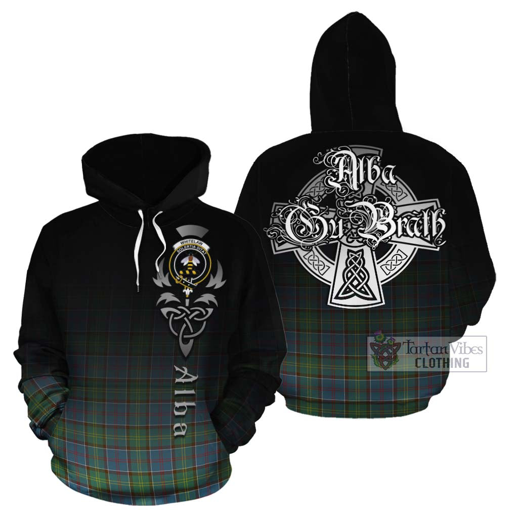 Tartan Vibes Clothing Whitelaw Tartan Cotton Hoodie Featuring Alba Gu Brath Family Crest Celtic Inspired