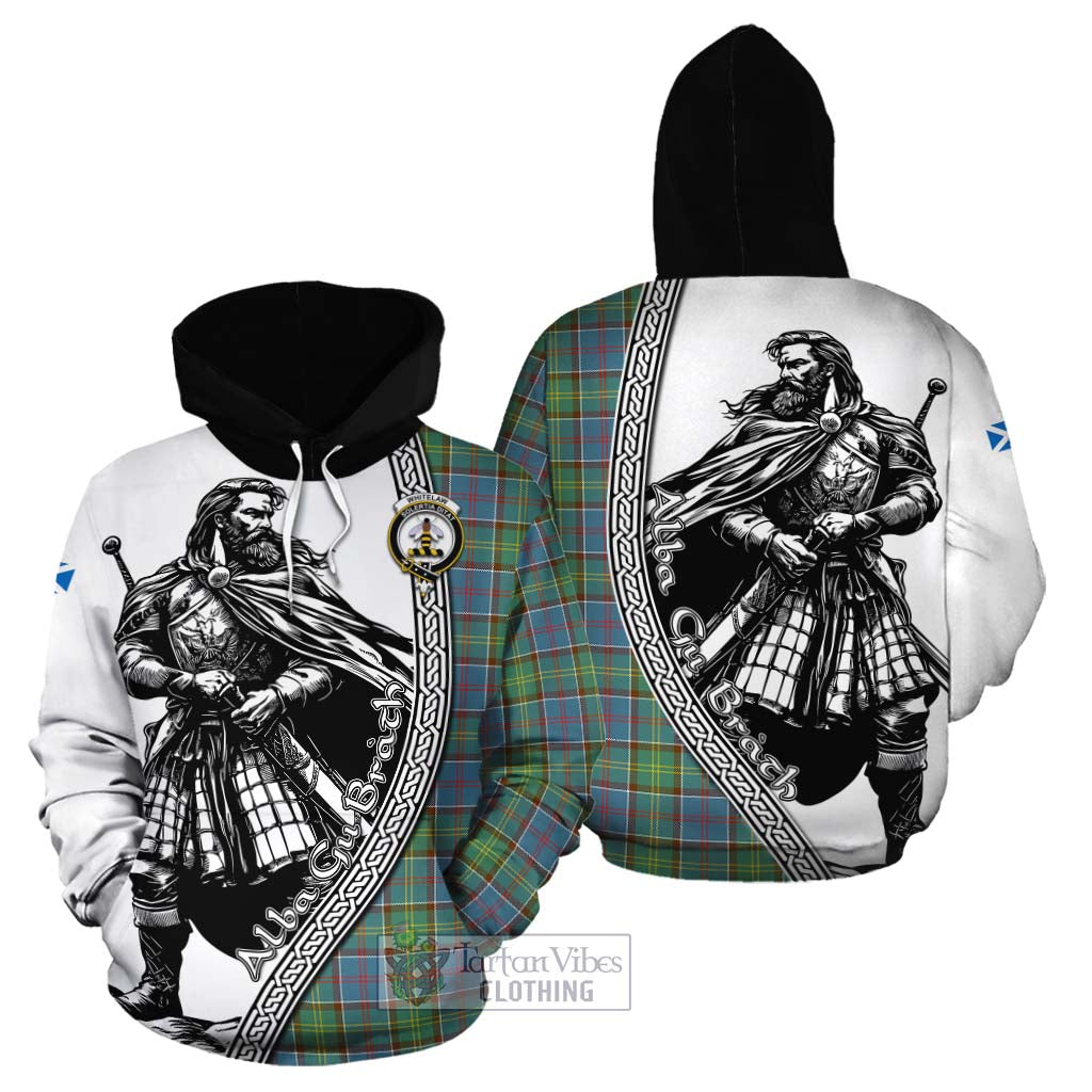 Whitelaw Tartan Clan Crest Cotton Hoodie with Highlander Warrior Celtic Style Zip Hoodie - Tartan Vibes Clothing
