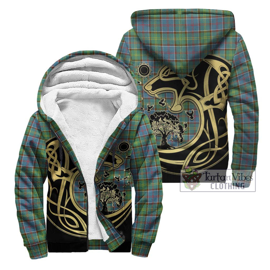 Whitelaw Tartan Sherpa Hoodie with Family Crest Celtic Wolf Style Unisex - Tartan Vibes Clothing