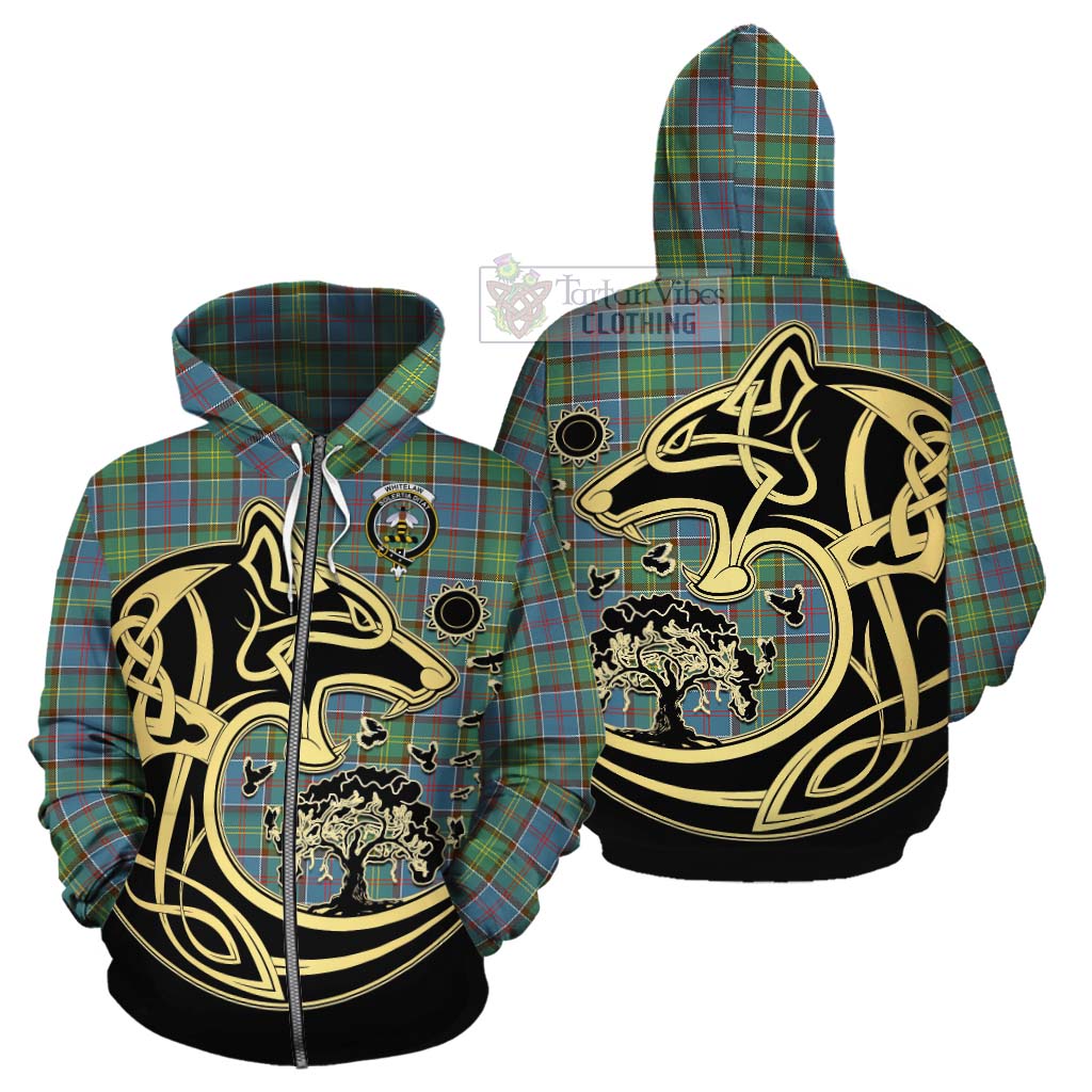 Whitelaw Tartan Cotton Hoodie with Family Crest Celtic Wolf Style - Tartan Vibes Clothing