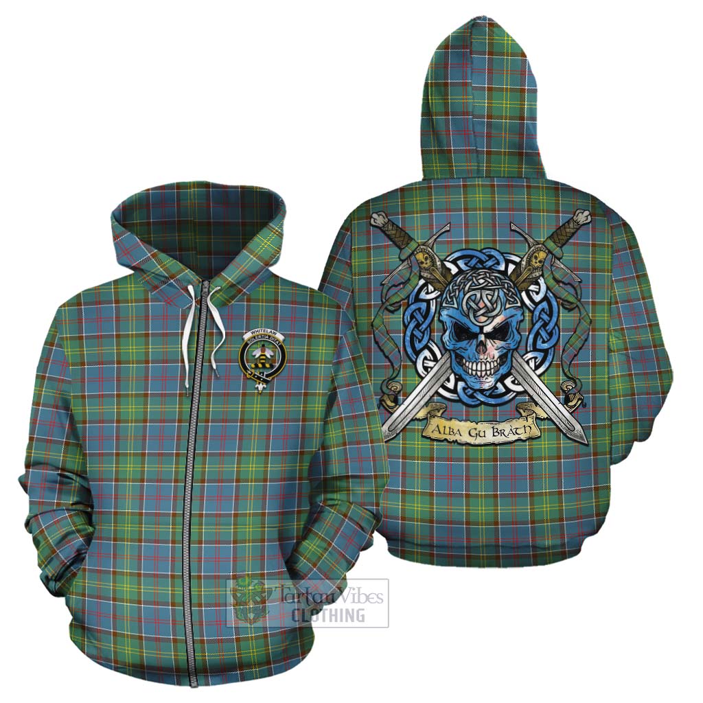 Whitelaw Tartan Cotton Hoodie with Family Crest Celtic Skull Style - Tartan Vibes Clothing