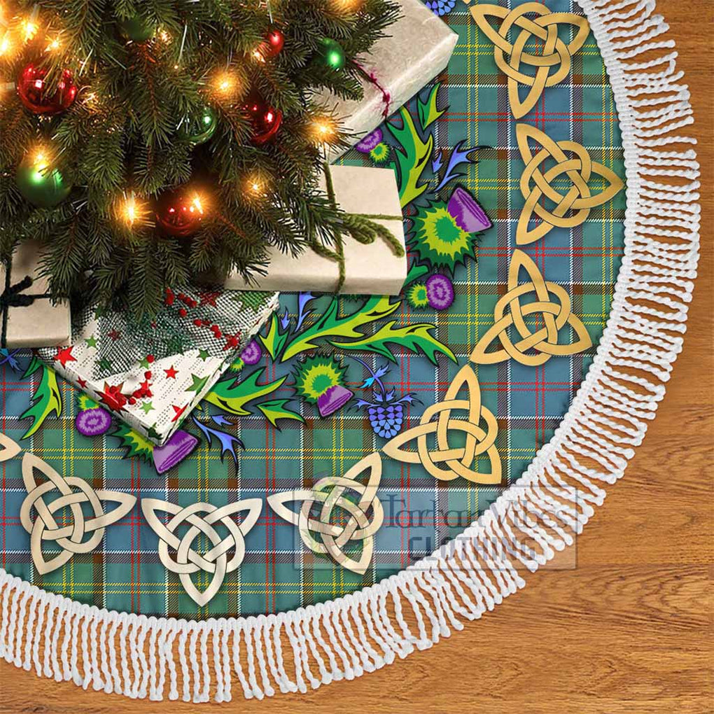 Tartan Vibes Clothing Whitelaw Tartan Christmas Tree Skirt with Thistle Celtic Knot Style