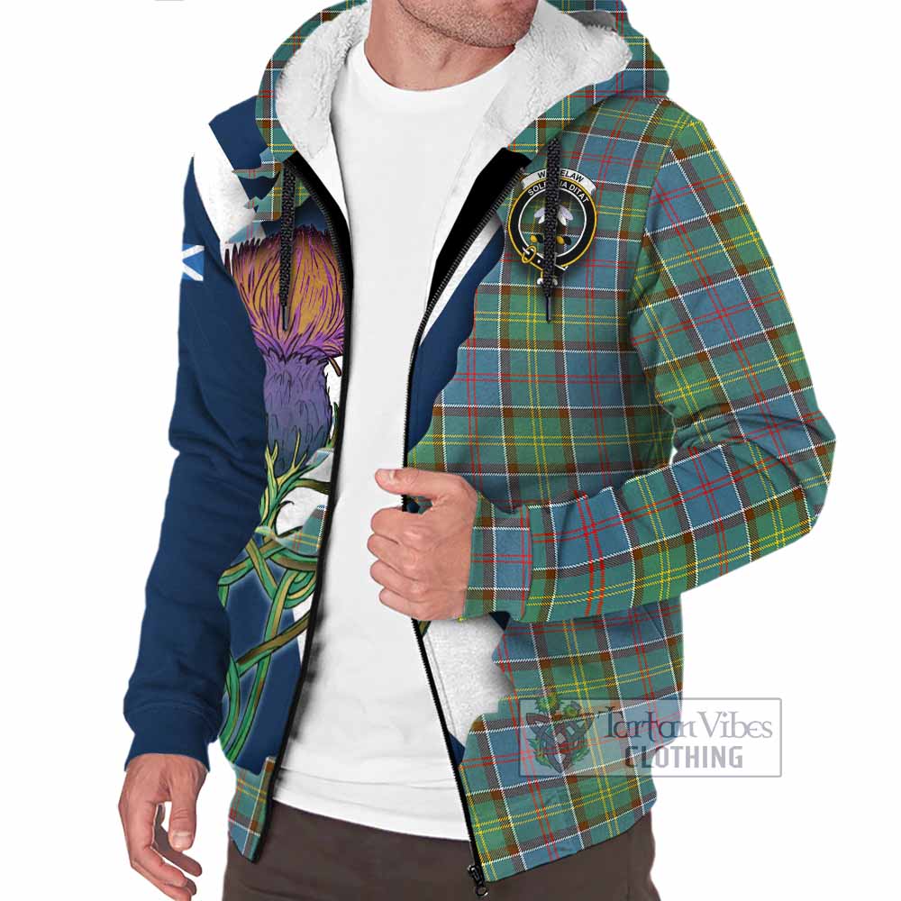Tartan Vibes Clothing Whitelaw Tartan Family Crest Sherpa Hoodie Scottish Thistle Celtic Inspired