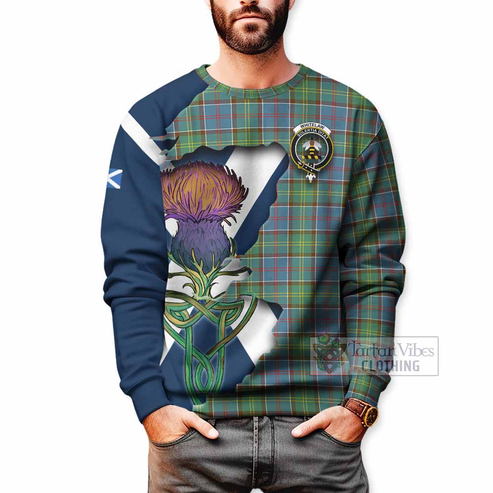 Tartan Vibes Clothing Whitelaw Tartan Family Crest Sweatshirt Scottish Thistle Celtic Inspired