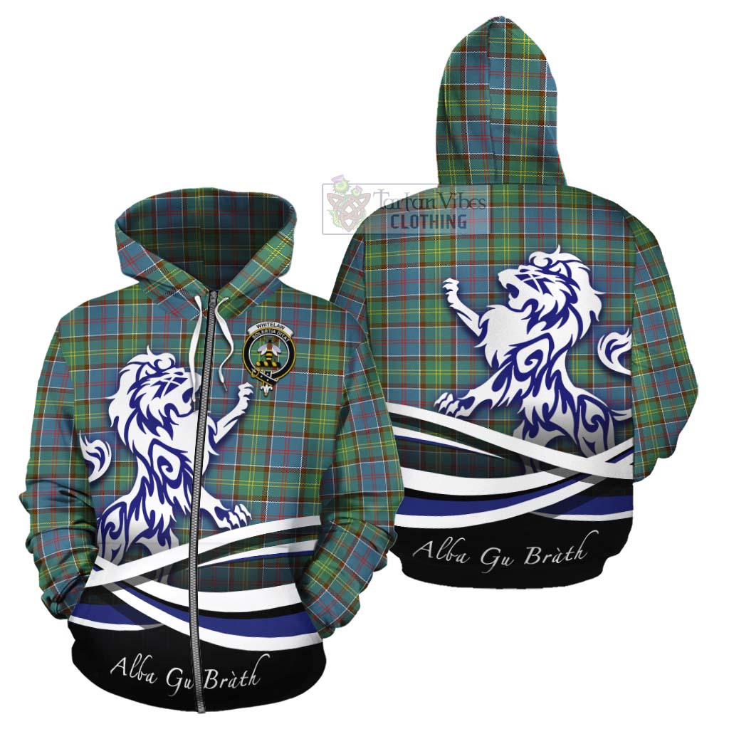 Whitelaw Tartan Cotton Hoodie with Alba Gu Brath Regal Lion Emblem - Tartan Vibes Clothing