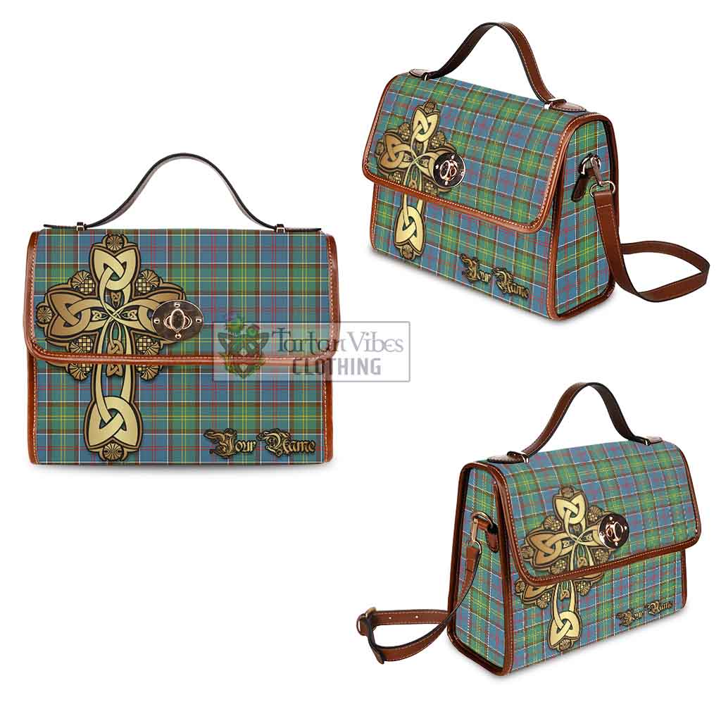 Tartan Vibes Clothing Whitelaw Tartan Waterproof Canvas Bag Golden Thistle Celtic Cross Style