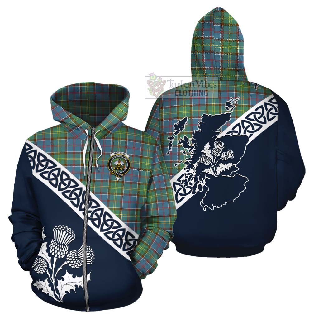Whitelaw Tartan Cotton Hoodie Featuring Thistle and Scotland Map - Tartan Vibes Clothing