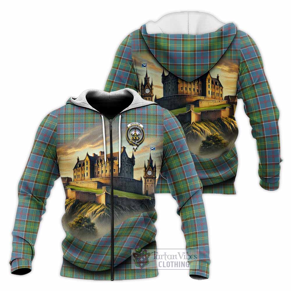 Whitelaw Tartan Family Crest Knitted Hoodie with Scottish Ancient Castle Style Unisex Knitted Zip Hoodie - Tartan Vibes Clothing