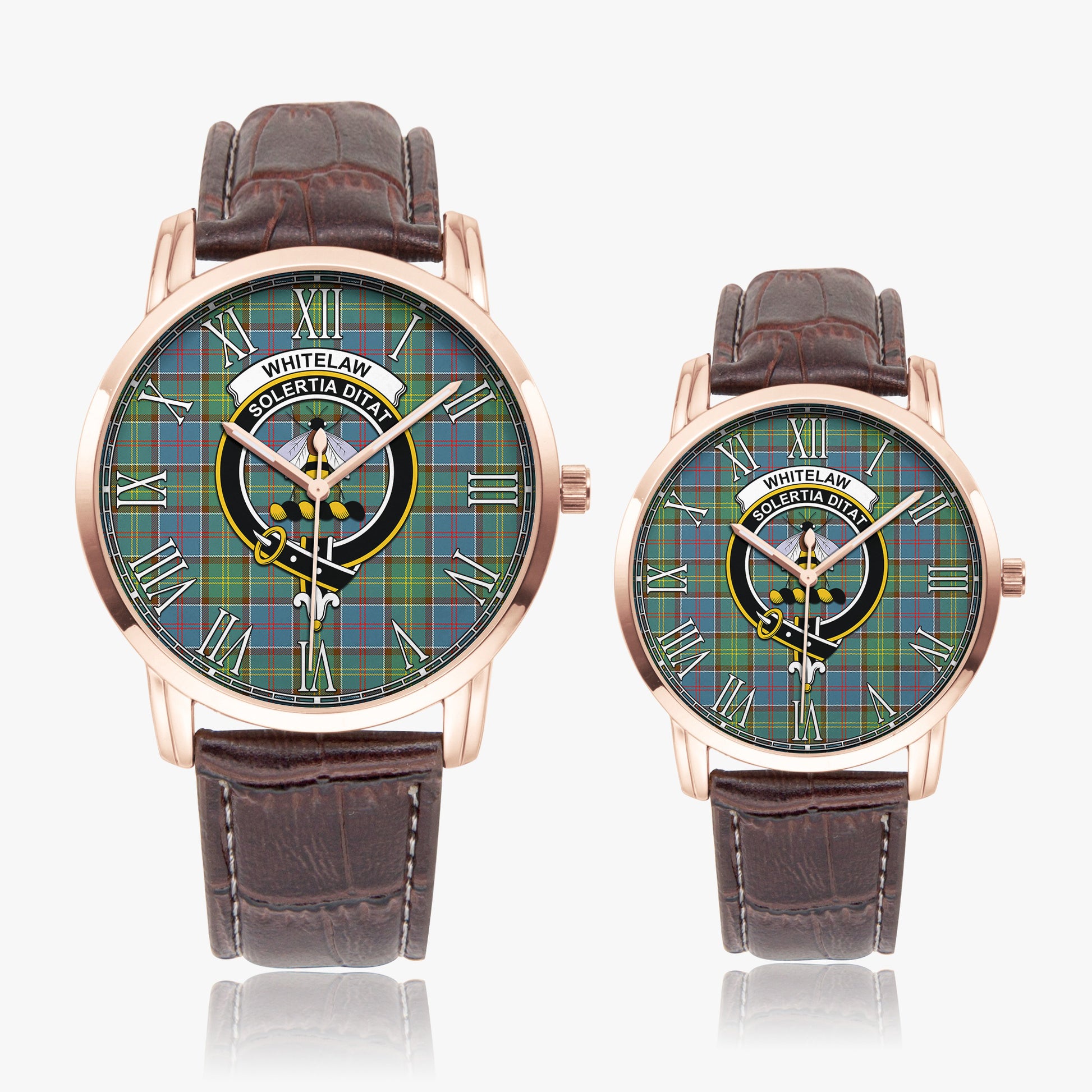 Whitelaw Tartan Family Crest Leather Strap Quartz Watch - Tartanvibesclothing
