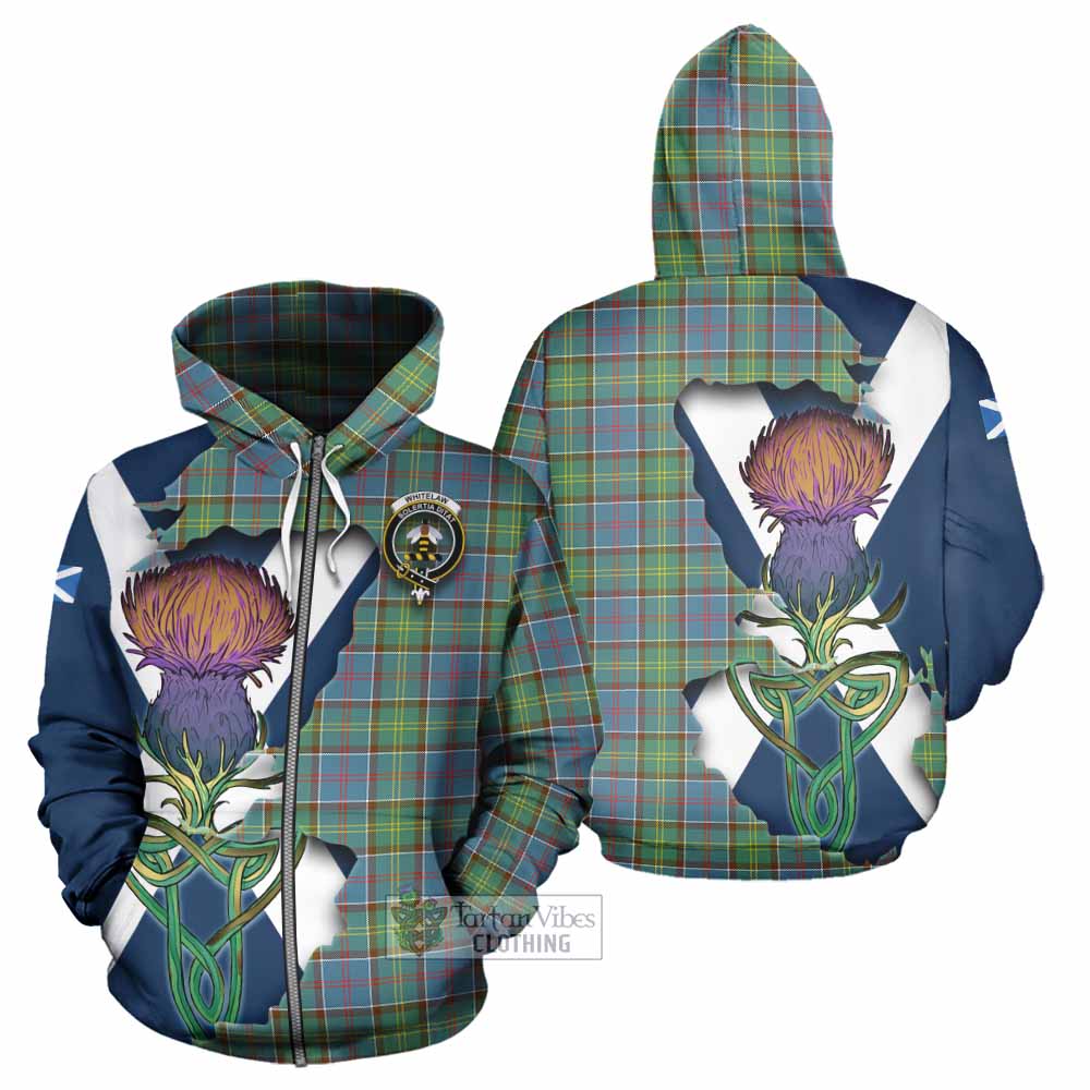 Tartan Vibes Clothing Whitelaw Tartan Family Crest Hoodie Scottish Thistle Celtic Inspired
