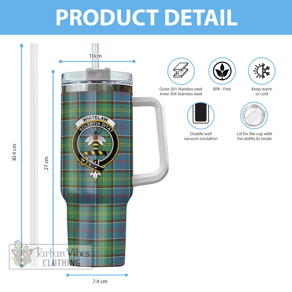 Whitelaw Tartan Tumbler with Handle with Family Crest - Tartan Vibes Clothing