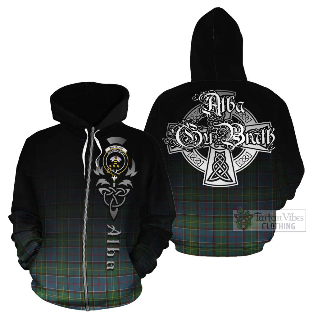 Tartan Vibes Clothing Whitelaw Tartan Cotton Hoodie Featuring Alba Gu Brath Family Crest Celtic Inspired