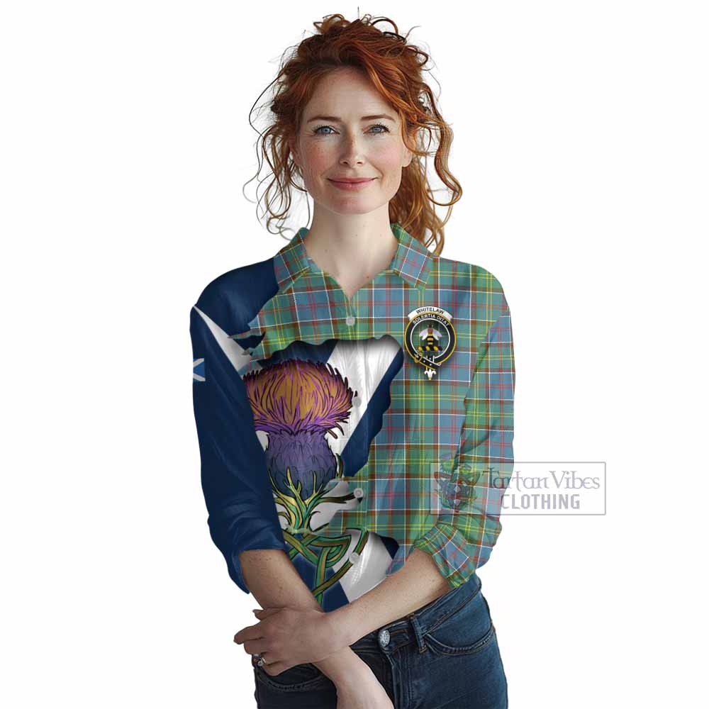 Tartan Vibes Clothing Whitelaw Tartan Family Crest Women's Casual Shirt Scottish Thistle Celtic Inspired