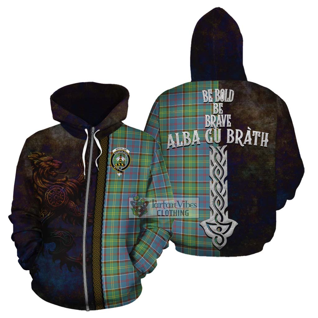 Tartan Vibes Clothing Whitelaw Tartan Family Crest Cotton Hoodie Alba Gu Brath Be Brave Lion Ancient Style