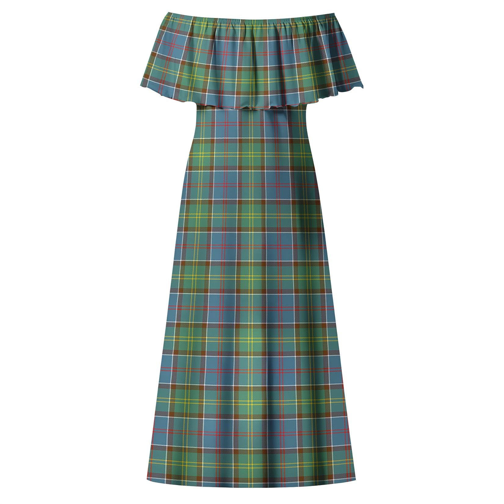 Whitelaw Tartan Off Shoulder Long Dress - Tartan Vibes Clothing