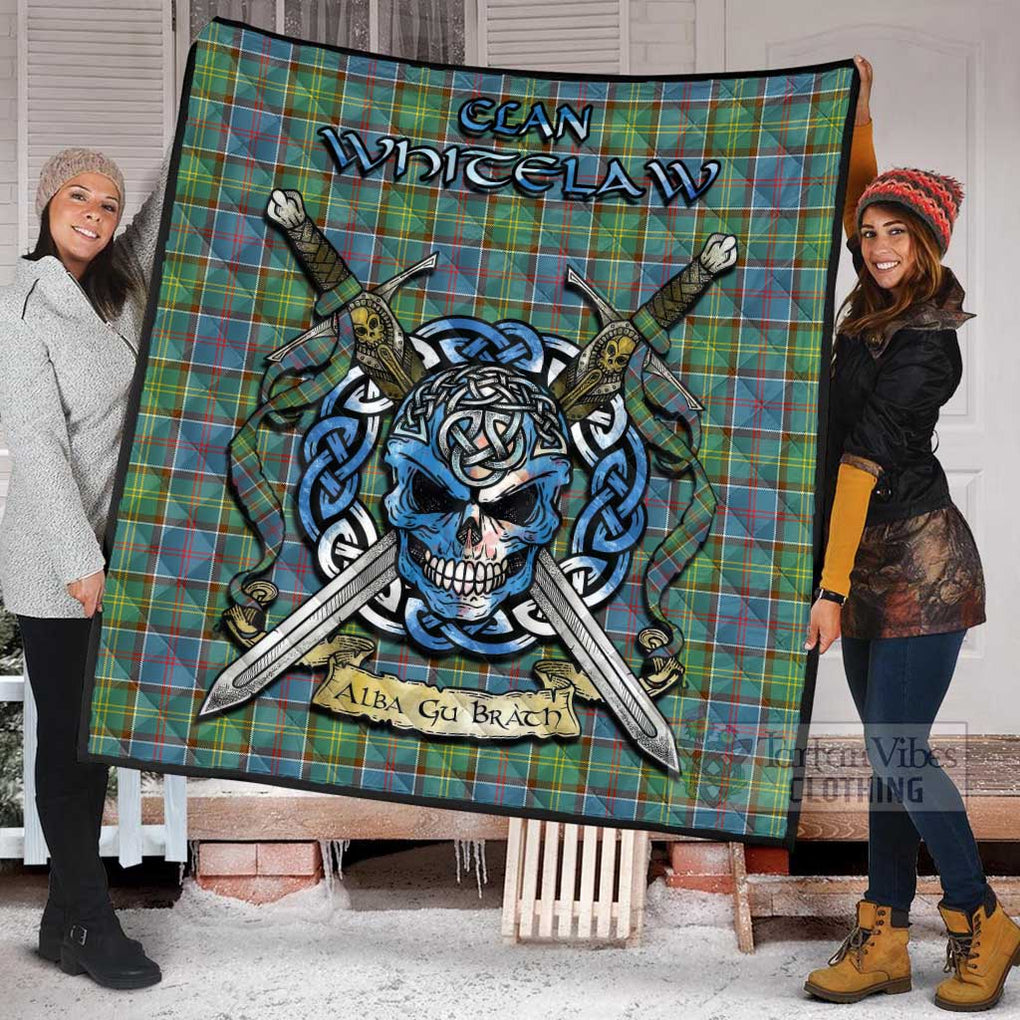 Whitelaw Tartan Quilt with Celtic Skull Alba Gu Brath Style - Tartan Vibes Clothing