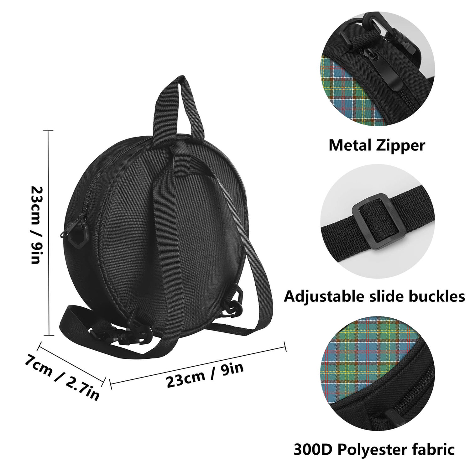 Whitelaw Tartan Round Satchel Bags with Family Crest - Tartan Vibes Clothing