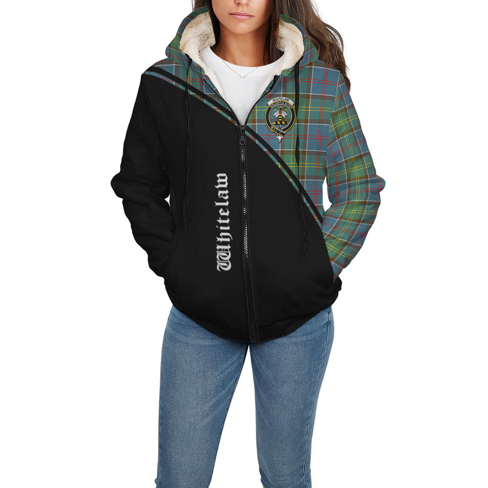 Whitelaw Tartan Sherpa Hoodie with Family Crest Curve Style - Tartan Vibes Clothing