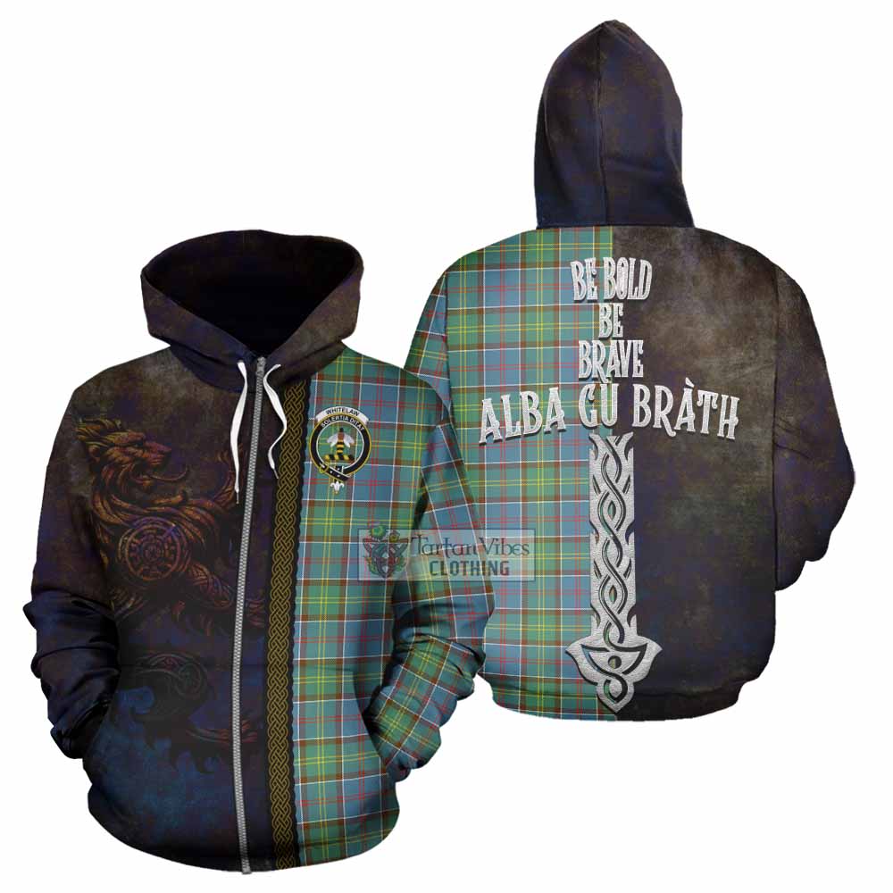 Tartan Vibes Clothing Whitelaw Tartan Family Crest Hoodie Alba Gu Brath Be Brave Lion Ancient Style