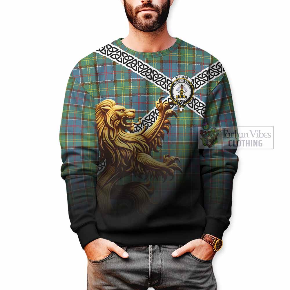 Whitelaw Crest Tartan Sweatshirt with Golden Lion Emblem Celtic Style - Tartan Vibes Clothing