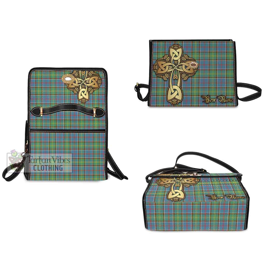 Tartan Vibes Clothing Whitelaw Tartan Waterproof Canvas Bag Golden Thistle Celtic Cross Style