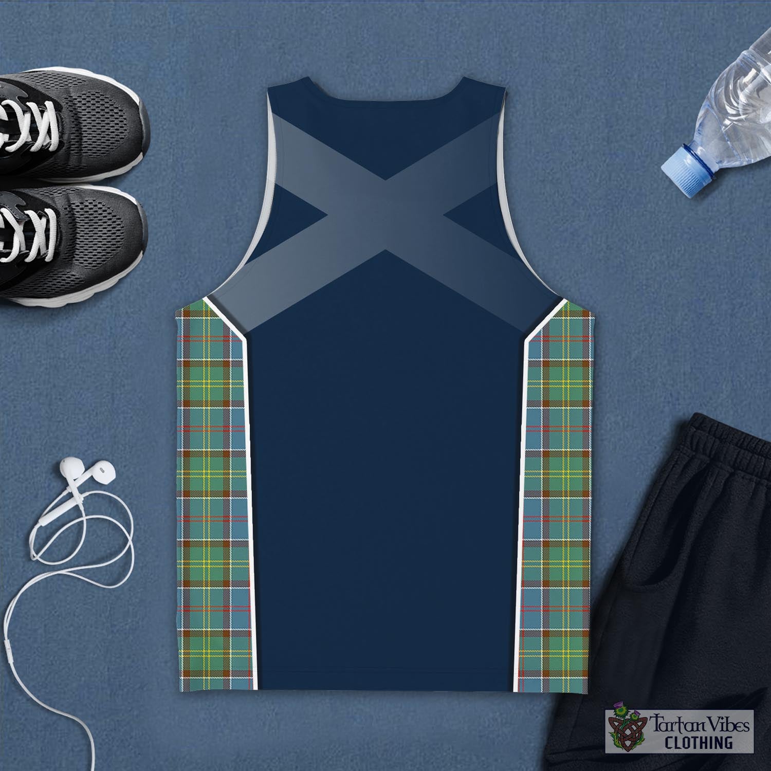 Tartan Vibes Clothing Whitelaw Tartan Men's Tanks Top with Family Crest and Scottish Thistle Vibes Sport Style
