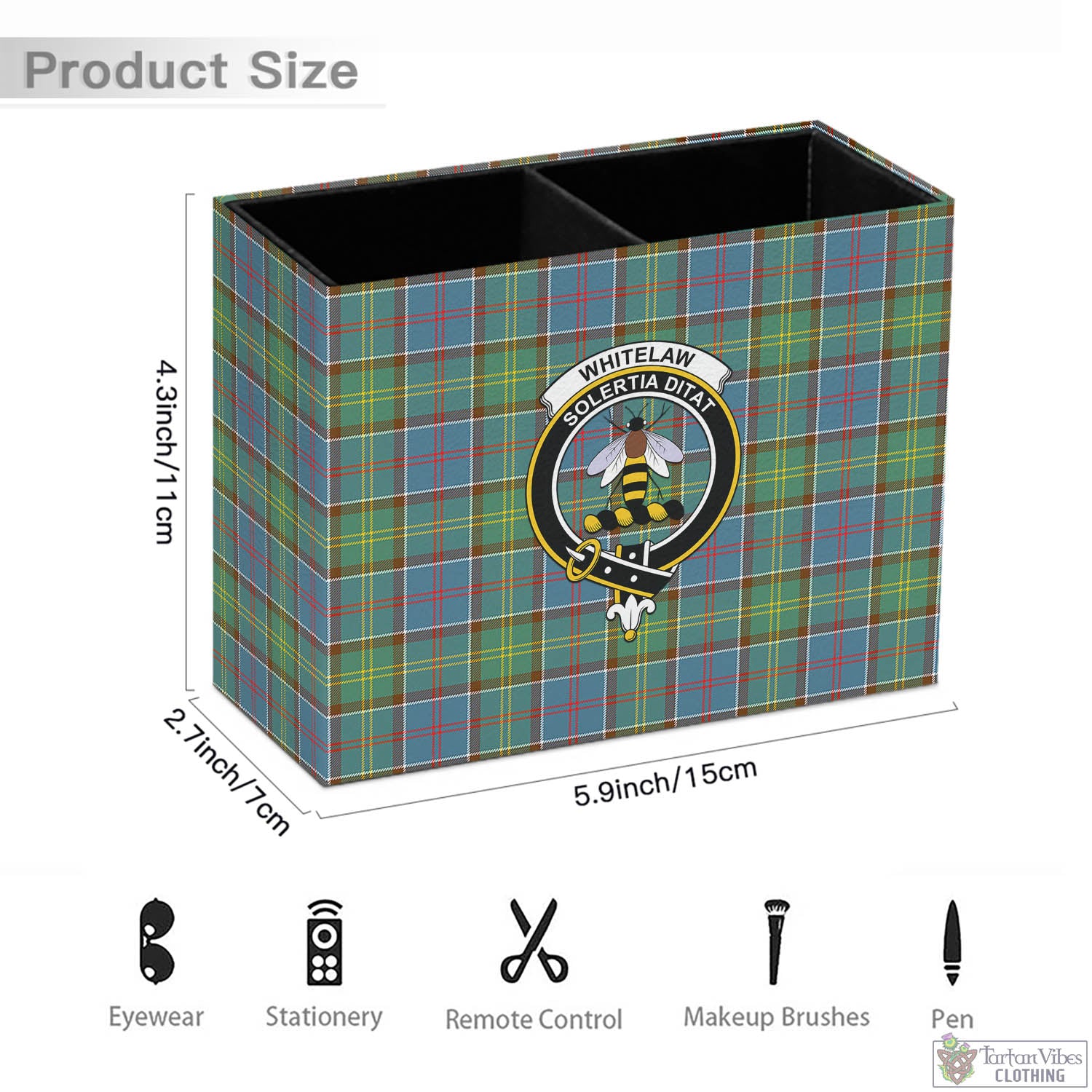 Whitelaw Tartan Pen Holder with Family Crest - Tartan Vibes Clothing