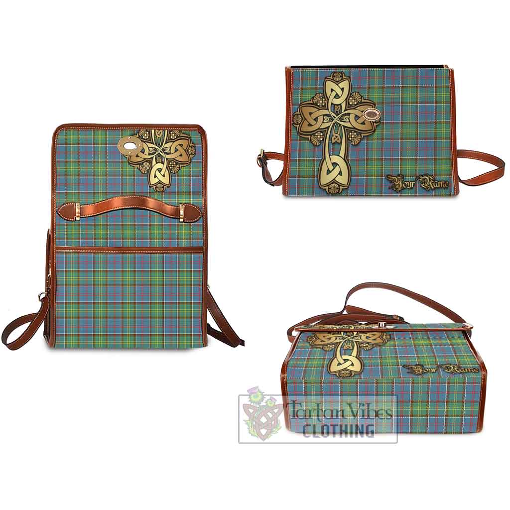 Tartan Vibes Clothing Whitelaw Tartan Waterproof Canvas Bag Golden Thistle Celtic Cross Style