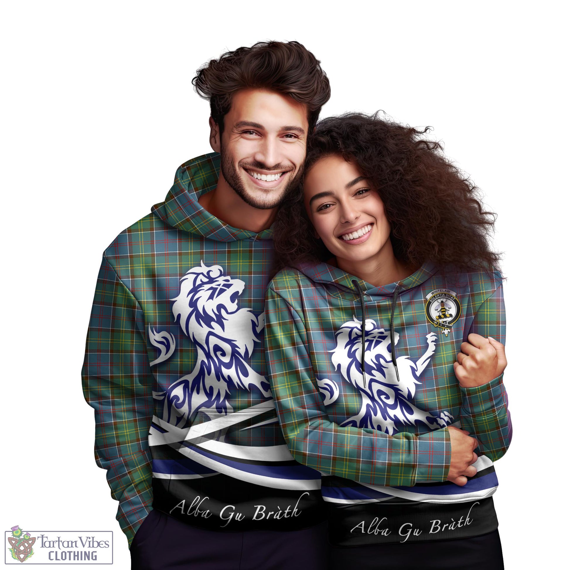 Whitelaw Tartan Hoodie with Alba Gu Brath Regal Lion Emblem - Tartan Vibes Clothing