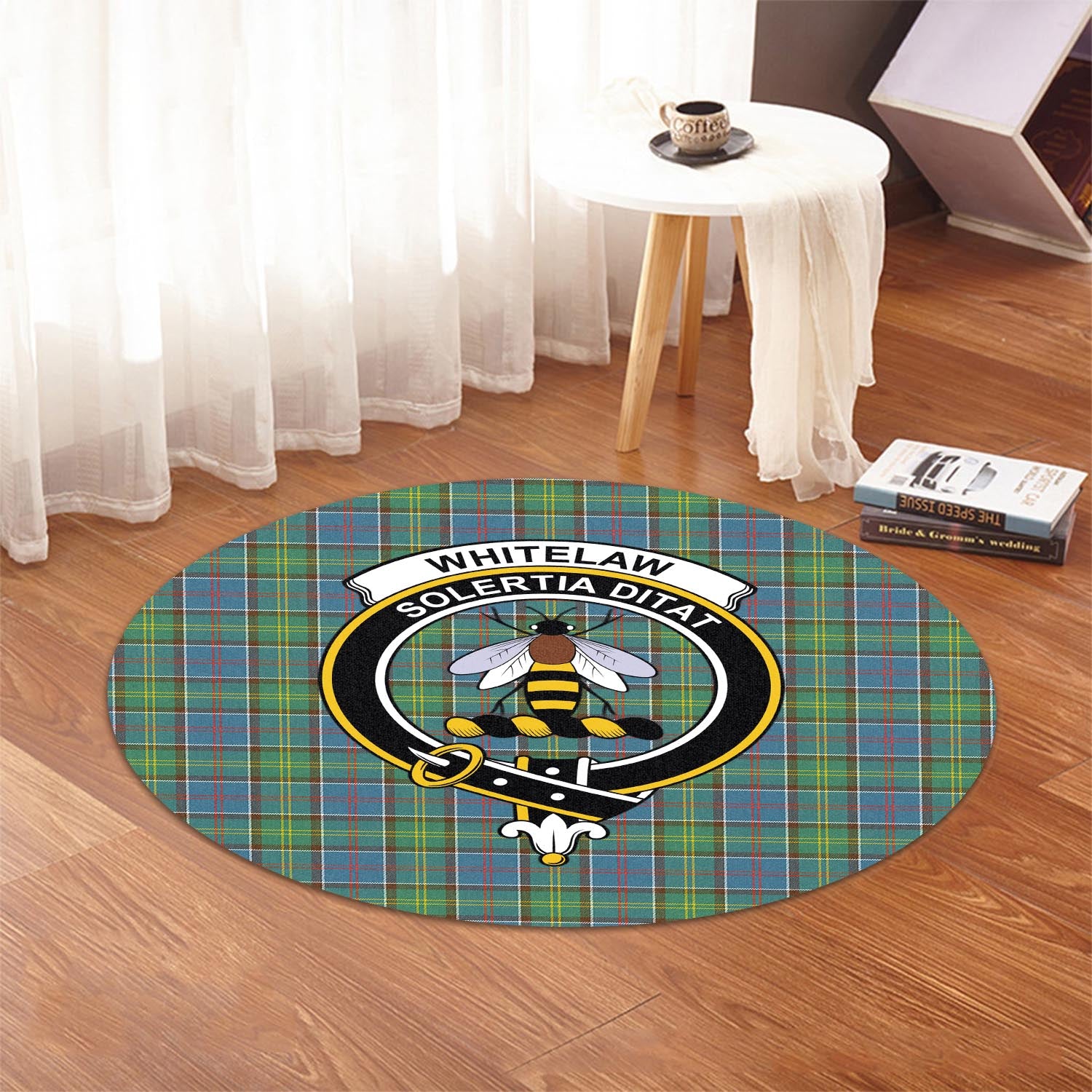 Whitelaw Tartan Round Rug with Family Crest - Tartan Vibes Clothing
