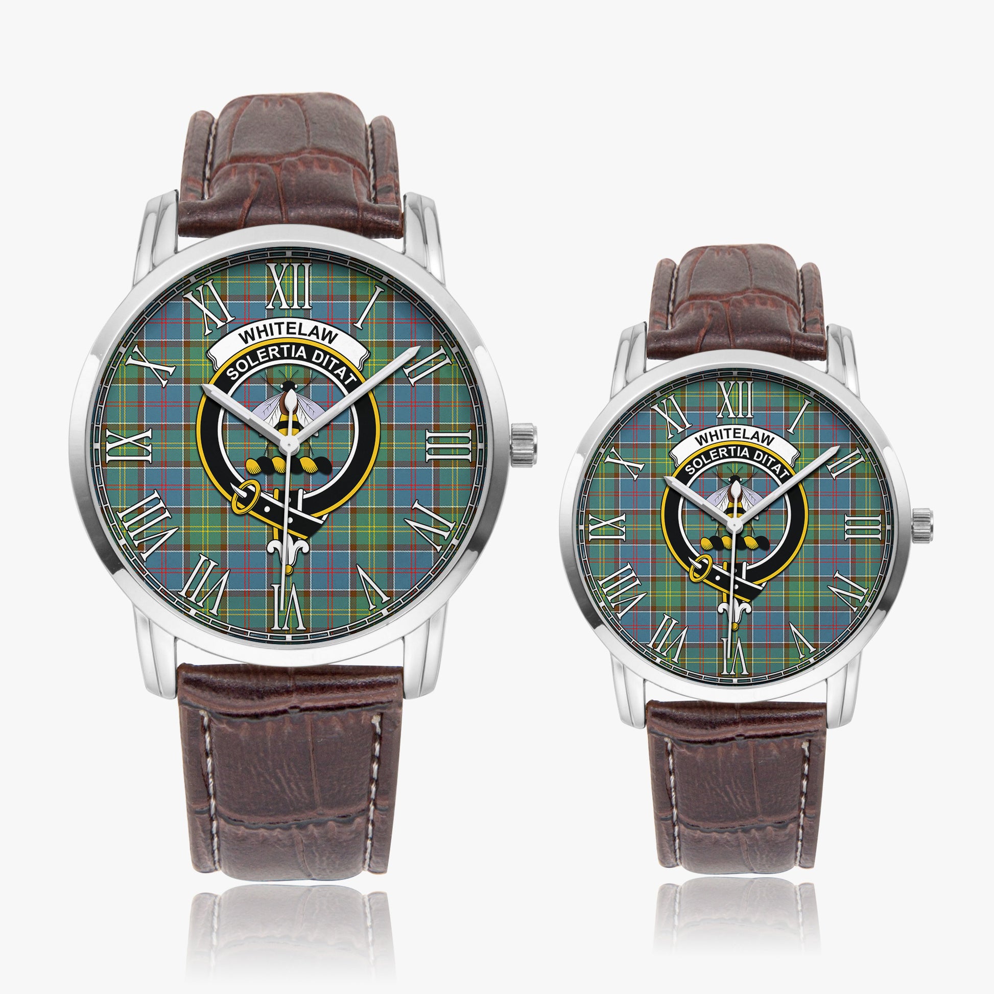 Whitelaw Tartan Family Crest Leather Strap Quartz Watch - Tartanvibesclothing