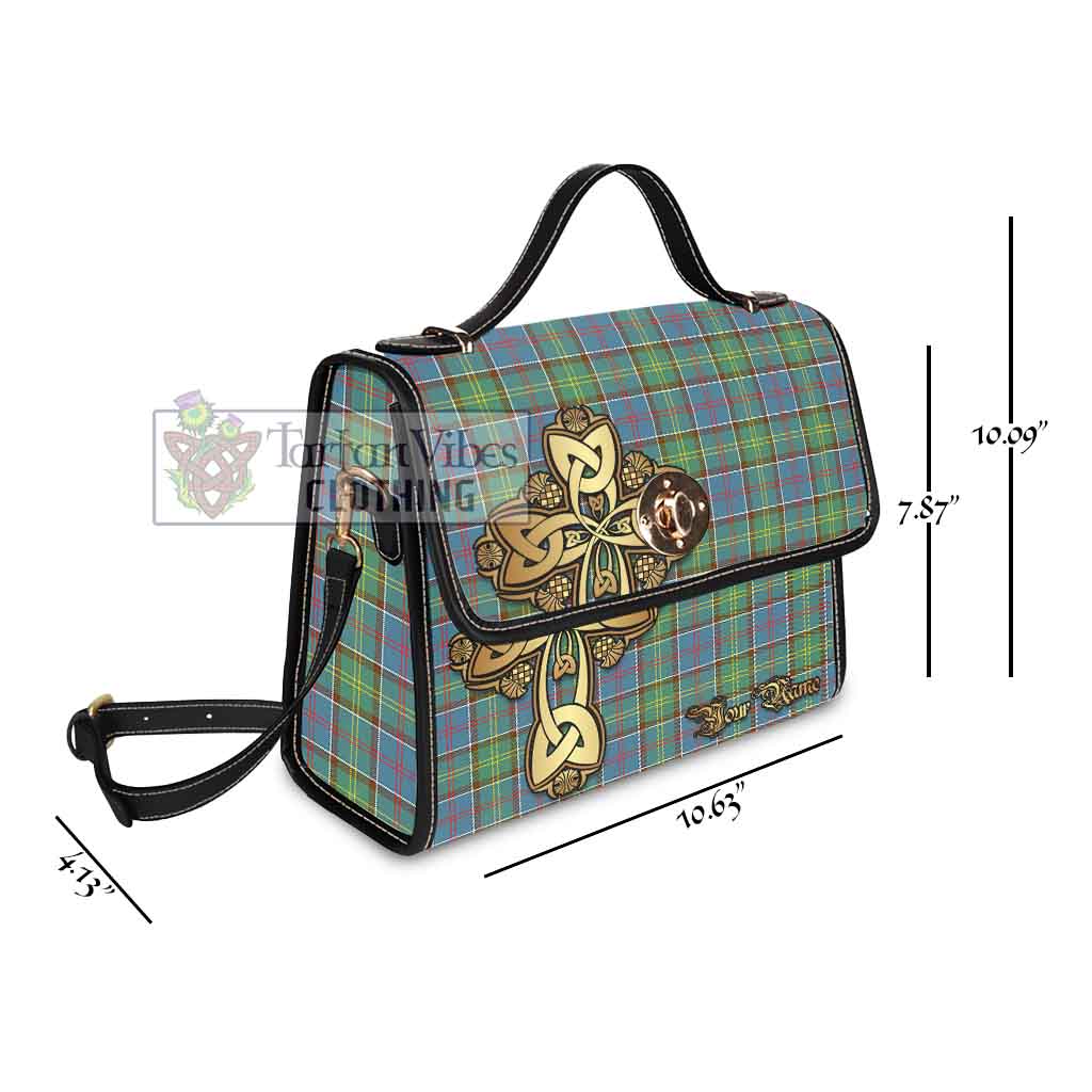 Tartan Vibes Clothing Whitelaw Tartan Waterproof Canvas Bag Golden Thistle Celtic Cross Style